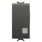 DEVIATORE UNIPOLARE 250V ac - 16AX ILLUMINABILE - CON LENTE NEUTRA SOSTITUIBILE - 1 MODULO - NERO SATINATO - CHORUSMART product photo