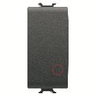PULSANTE UNIPOLARE 250V ac - NC 16A - NEUTRO - SIMBOLO 0 ROSSO - 1 MODULO - NERO SATINATO - CHORUSMART product photo