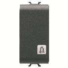 PULSANTE UNIPOLARE 250V ac - NA 16A ILLUMINABILE - CON LENTE NEUTRA SOSTITUIBILE - SIMBOLO CAMPANELLO - 1 MODULO - NERO SATINATO - CHORUSMART product photo