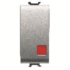 PULSANTE UNIPOLARE 250V ac - NC+NA 16A - ARRESTO - LENTE ROSSA - 1 MODULO - TITANIO - CHORUSMART product photo