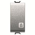 PULSANTE UNIPOLARE 250V ac - NA 16A ILLUMINABILE - CON LENTE NEUTRA SOSTITUIBILE - SIMBOLO CAMPANELLO - 1 MODULO - TITANIO - CHORUSMART product photo