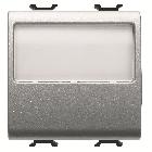 PULSANTE CON TARGA PORTANOME ILLUMINABILE 250V ac - NA 10A - 2 MODULI - TITANIO - CHORUSMART product photo