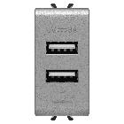 ALIMENTATORE USB - TIPO A+A - 3A - TITANIO - 1 MODULO - CHORUSMART product photo