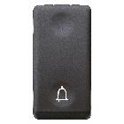 PULSANTE UNIPOLARE 250V ac - NA 10A - SIMBOLO CAMPANELLO - 1 MODULO - SYSTEM BLACK product photo