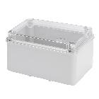 Cassetta di derivazione con fondo ad alta capienza e coperchio trasparente basso a vite - ip56 - dimensioni interne 300x220x170 - pareti lisce-grigio product photo