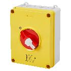 INTERRUTTORE SEZIONATORE ROTATIVO - HP - EMERGENZA - CASSETTA IN MATERIALE ISOLANTE - 63A 3P - MANOPOLA ROSSA LUCCHETTABILE - IP66/67/69 product photo
