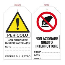 Cartellino bifacciale 'non azionare questo interuttore' in PVC - 1 Foglio da 6 pezzi product photo