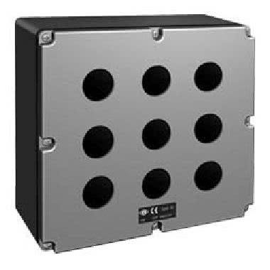 cassetta contenitrice per comandi e segnalazioni, serie AC, senza ingresso cavo, 9 fori per unit&agrave; diametro 30 mm, dimensioni esterne 230x205x102 mm product photo Photo 01 3XL