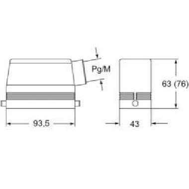 custodia mobile, serie C-TYPE, con 2 piolini, ingresso cavo orizzontale Pg21, grandezza '77.27', alta product photo Photo 02 3XL