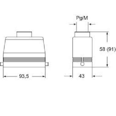 custodia mobile, serie C-TYPE, con 2 piolini, ingresso cavo verticale Pg29, grandezza '77.27', alta product photo Photo 02 3XL