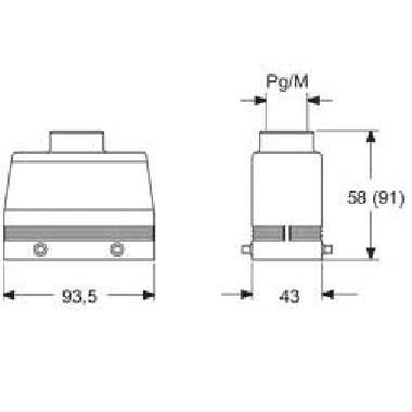 custodia mobile, serie C-TYPE, con 4 piolini, ingresso cavo verticale Pg21, grandezza '77.27', alta product photo Photo 02 3XL