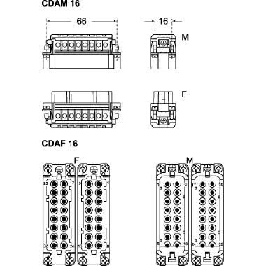 frutto presa, serie CDA, connessione con morsetto a vite, 16 poli + PE (17-32), 16 A 250 V 4 kV 3, grandezza '66.40', con piastrina product photo Photo 02 3XL