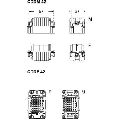 frutto spina, serie CDD, connessione a crimpare, 42 poli + PE, 10 A 250 V 4 kV 2, grandezza '57.27' product photo Photo 02 3XL
