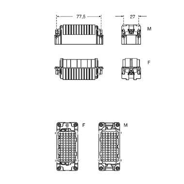 frutto spina, serie CDD, connessione a crimpare, 72 poli + PE, 10 A 250 V 4 kV 2, grandezza '77.27' product photo Photo 02 3XL