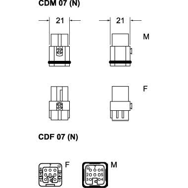 frutto spina, serie CD, connessione a crimpare, 7 poli + PE, 10 A 250 V 4 kV 3, grandezza '21.21', colore grigio product photo Photo 02 3XL