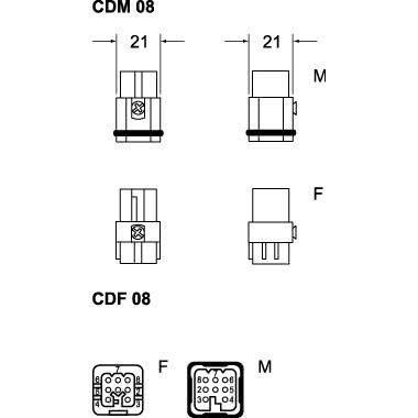 frutto spina, serie CD, connessione a crimpare, 8 poli, 10 A 50 V 0,8 kV 3, grandezza '21.21' product photo Photo 02 3XL