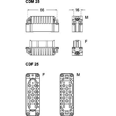 frutto spina, serie CD, connessione a crimpare, 25 poli + PE, 10 A 250 V 4 kV 3, grandezza '66.16' product photo Photo 02 3XL