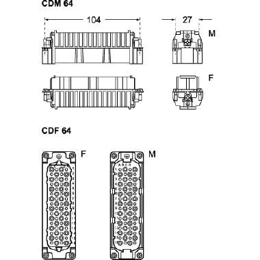 frutto spina, serie CD, connessione a crimpare, 64 poli + PE, 10 A 250 V 4 kV 3, grandezza  '104.27' product photo Photo 02 3XL