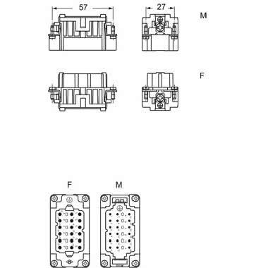 frutto presa, serie CDS, connessione con morsetto a molla, 18 poli + PE, 10 A 400 V 6 kV 3, grandezza '57.27' product photo Photo 02 3XL