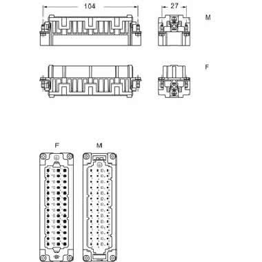 frutto presa, serie CDS, connessione con morsetto a molla, 42 poli + PE, 10 A 400 V 6 kV 3, grandezza  '104.27' product photo Photo 02 3XL
