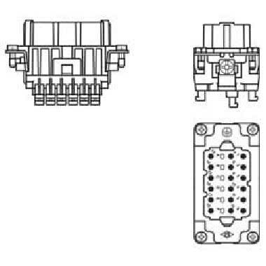 frutto presa, serie CDSH, connessione rapida con morsetto a molla SQUICH®, 18 poli + PE, 10 A 400 V 6 kV 3, grandezza '57.27' product photo Photo 02 3XL