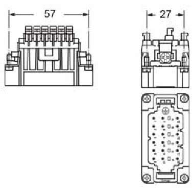 frutto spina, serie CDSH, connessione rapida con morsetto a molla SQUICH®, 18 poli + PE, 10 A 400 V 6 kV 3, grandezza '57.27' product photo Photo 02 3XL