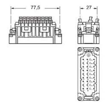 frutto spina, serie CDSH, connessione rapida con morsetto a molla SQUICH&reg;, 27 poli + PE, 10 A 400 V 6 kV 3, grandezza '77.27' product photo Photo 02 3XL