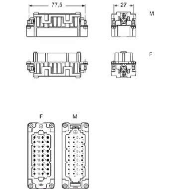 frutto spina, serie CDS, connessione con morsetto a molla, 27 poli + PE (28-54), 10 A 400 V 6 kV 3, grandezza '77.62' product photo Photo 02 3XL
