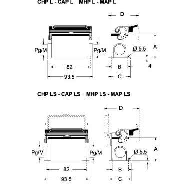 custodia da parete, serie C-TYPE, con 1 leva, ingresso cavo Pg16 x 2, grandezza '57.27', con sportello metallico product photo Photo 02 3XL