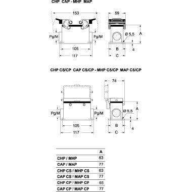 custodia da parete, serie C-TYPE, con 2 leve, ingresso cavo Pg21, grandezza '77.27' product photo Photo 02 3XL