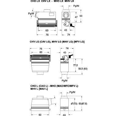custodia mobile, serie C-TYPE, con 2 piolini, ingresso cavo verticale Pg16, grandezza '44.27' product photo Photo 02 3XL