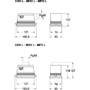 custodia mobile, serie C-TYPE, con 2 piolini, ingresso cavo verticale Pg42, grandezza '104.62' product photo Photo 02 3XL