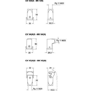 Custodia mobile, serie CK, con 2 piolini, ingresso cavo verticale Pg11, grandezza '21.21' product photo Photo 02 3XL