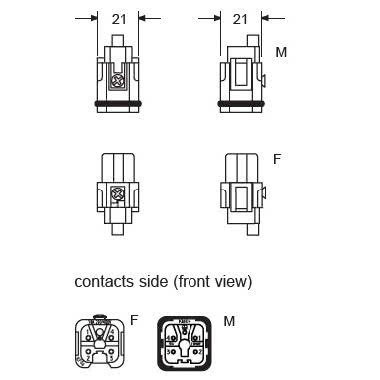 frutto spina, serie CK, connessione con morsetto a vite, 4 poli + PE, 10 A 230/400 V 4 kV 3, grandezza '21.21' product photo Photo 02 3XL