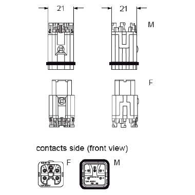 frutto spina, serie CKSH, connessione rapida con morsetto a molla SQUICH®, 4 poli + PE, 10 A 400 V 4 kV 3, grandezza '21.21' product photo Photo 02 3XL