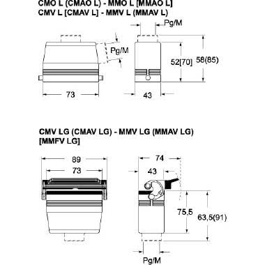 Custodia mobile, serie 830V, con 2 piolini, ingresso cavo orizzontale Pg16, grandezza '57.27' product photo Photo 02 3XL