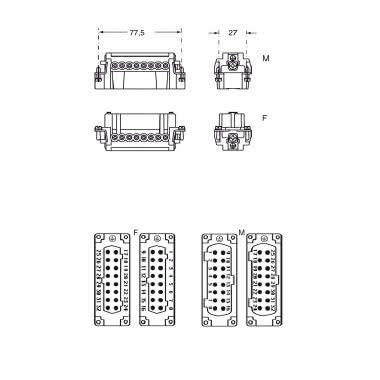 frutto presa, serie CNE, connessione con morsetto a vite, 16 poli + PE (17-32), 16 A 500 V 6 kV 3, grandezza '77.62', con piastrina product photo Photo 02 3XL