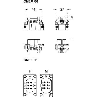 frutto spina, serie CNE, connessione con morsetto a vite, 6 poli + PE, 16 A 500 V 6 kV 3, grandezza '44.27', senza piastrina product photo Photo 02 3XL