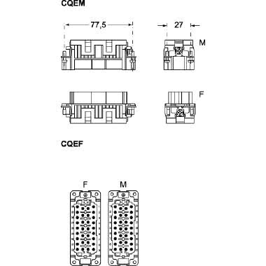 frutto spina, serie CQE, connessione a crimpare, 32 poli + PE, 16 A 500 V 6 kV 3, grandezza '77.27' product photo Photo 02 3XL