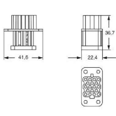 frutto presa, serie CQ, connessione a crimpare, 17 poli + PE, 10 A 160 V 2.5 kV 3, grandezza '32.13', colore grigio product photo Photo 02 3XL