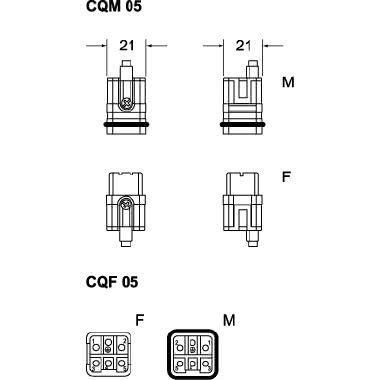 frutto spina, serie CQ, connessione a crimpare, 5 poli + PE, 16 A 230/400 V 4 kV 3, grandezza '21.21' product photo Photo 02 3XL
