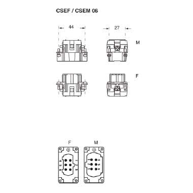 frutto presa, serie CSE, connessione con morsetto a molla, 6 poli + PE, 16 A 500 V 6 kV 3, grandezza '44.27' product photo Photo 02 3XL