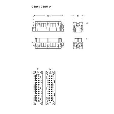frutto presa, serie CSE, connessione con morsetto a molla, 24 poli + PE, 16 A 500 V 6 kV 3, grandezza  '104.27' product photo Photo 02 3XL
