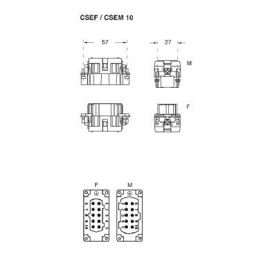 frutto spina, serie CSE, connessione con morsetto a molla, 10 poli + PE, 16 A 500 V 6 kV 3, grandezza '57.27' product photo Photo 02 3XL