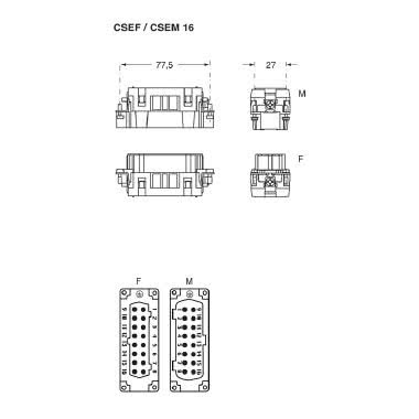 frutto spina, serie CSE, connessione con morsetto a molla, 16 poli + PE, 16 A 500 V 6 kV 3, grandezza '77.27' product photo Photo 02 3XL
