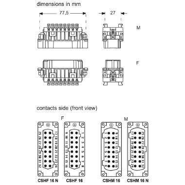 frutto spina, serie CSH, connessione rapida con morsetto a molla SQUICH®, 16 poli + PE (17-32), 16 A 500 V 6 kV 3, grandezza '77.62' product photo Photo 02 3XL