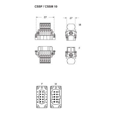 frutto spina, serie CSS, connessione con doppio morsetto a molla, 10 poli + PE, 16 A 500 V 6 kV 3, grandezza '57.27' product photo Photo 02 3XL