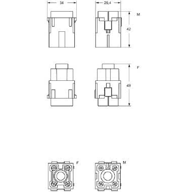 frutto spina modulare, serie Mixo, connessione a crimpare, 1 PE polo, 2 moduli product photo Photo 02 3XL