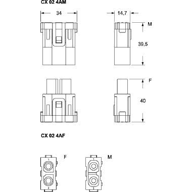 frutto spina modulare, serie Mixo, connessione con morsetto a vite, 2 poli, 1 modulo, 40 A 1000 V 8 kV 3 product photo Photo 02 3XL