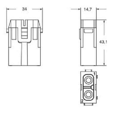 frutto spina modulare, serie Mixo, connessione a crimpare, 2 poli, 1 modulo, 40 A 1000 V 8 kV 3 product photo Photo 02 3XL